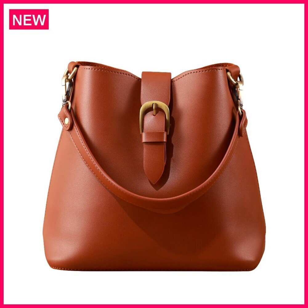 Vegan Leather Bucket Bag Hobo Purse Adjustable Strap Removable Pouch